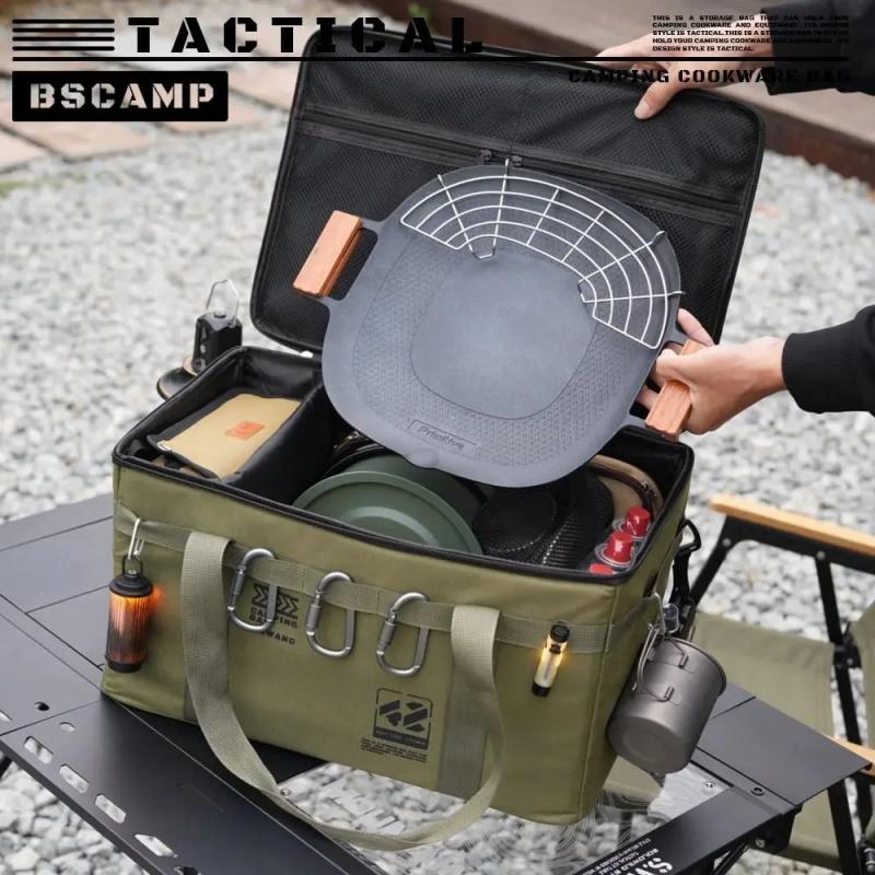 42L Outdoor Camping Equipment Storage Bag Large PicnicTool Storage Box Multi-Functional Tactical Camping Picnic Cookware Bag