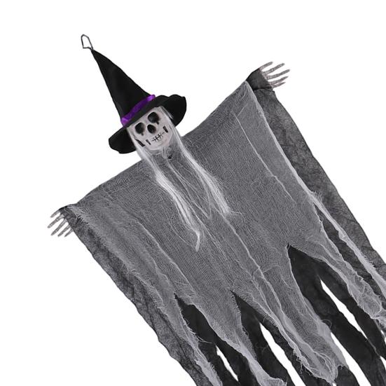 38" Halloween Hanging Witch Decoration, Spooky Scary Flying Skeleton Ghost for Outdoor, Indoor Haunted House Porch Yard Patio Decor