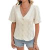 European and American 2026 V-Neck Summer Lace Cardigan Shirt