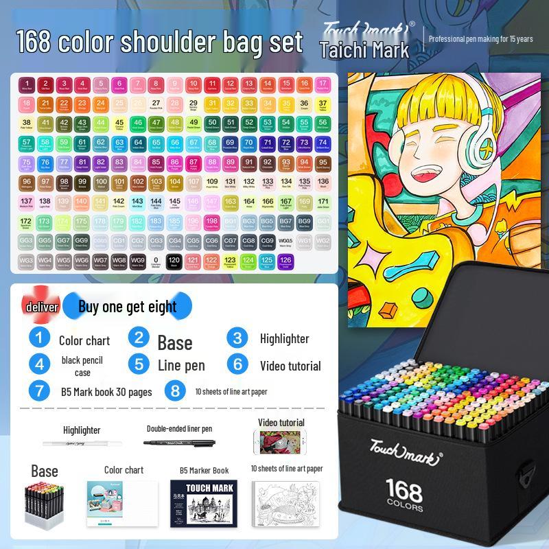 Dual-Tip Art Marker Set - 120 Colors, Hard Tip, Oil-Based for Students