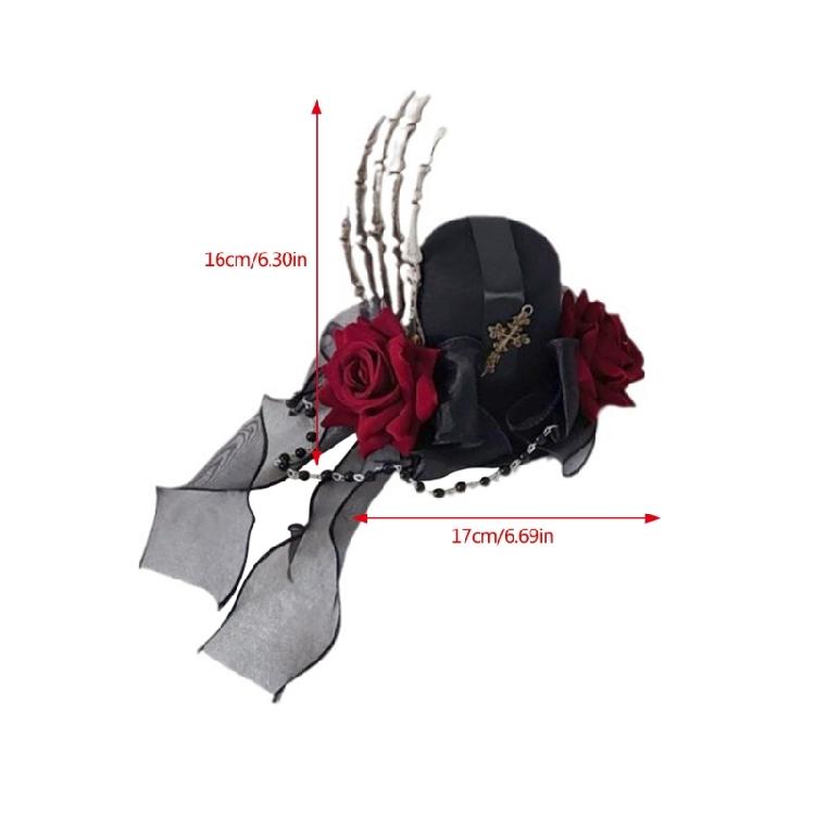 Top Hat Hair Clip Flower Ribbon Hairpin Punk Halloween Bunches Hair Clip