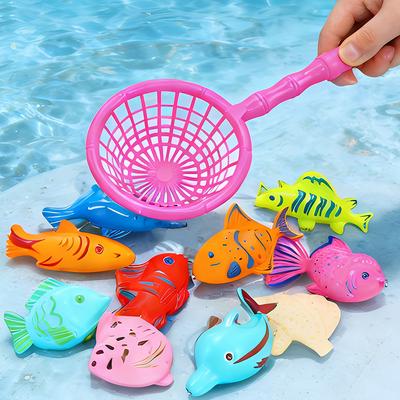 8Pcs Mini Plastic Fish + 1Pc Fishing Net - Aquarium Decor & Fishing Game, Ideal for Birthday Party Favors & Bath Time