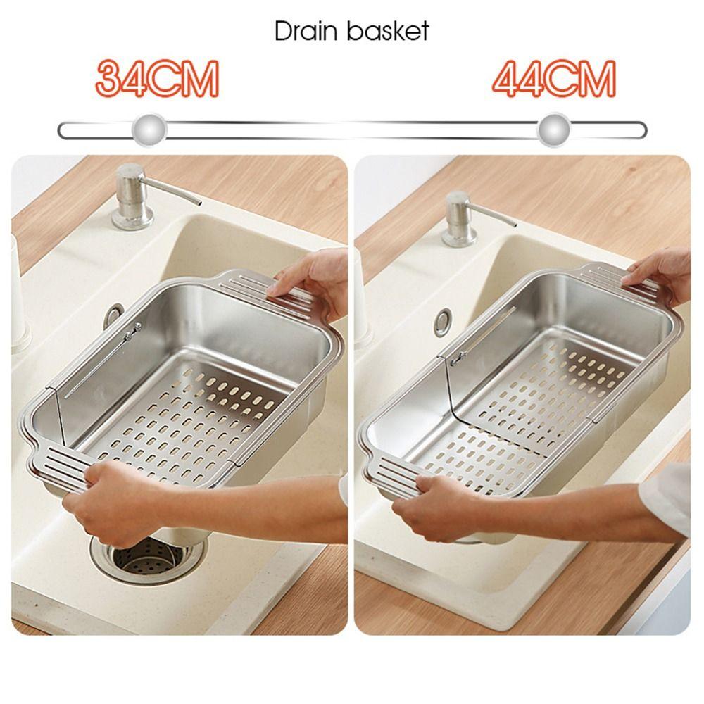 Retractable Vegetables Drain Basket Thickened Kitchen Sink Rack Over Sink Organizer Kitchen Sink