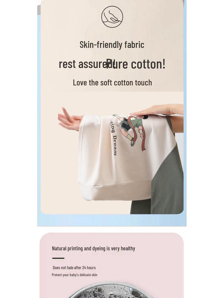 Children's Pure Cotton Flannel Thermal Pajamas - Boys' Teenage Autumn Layer