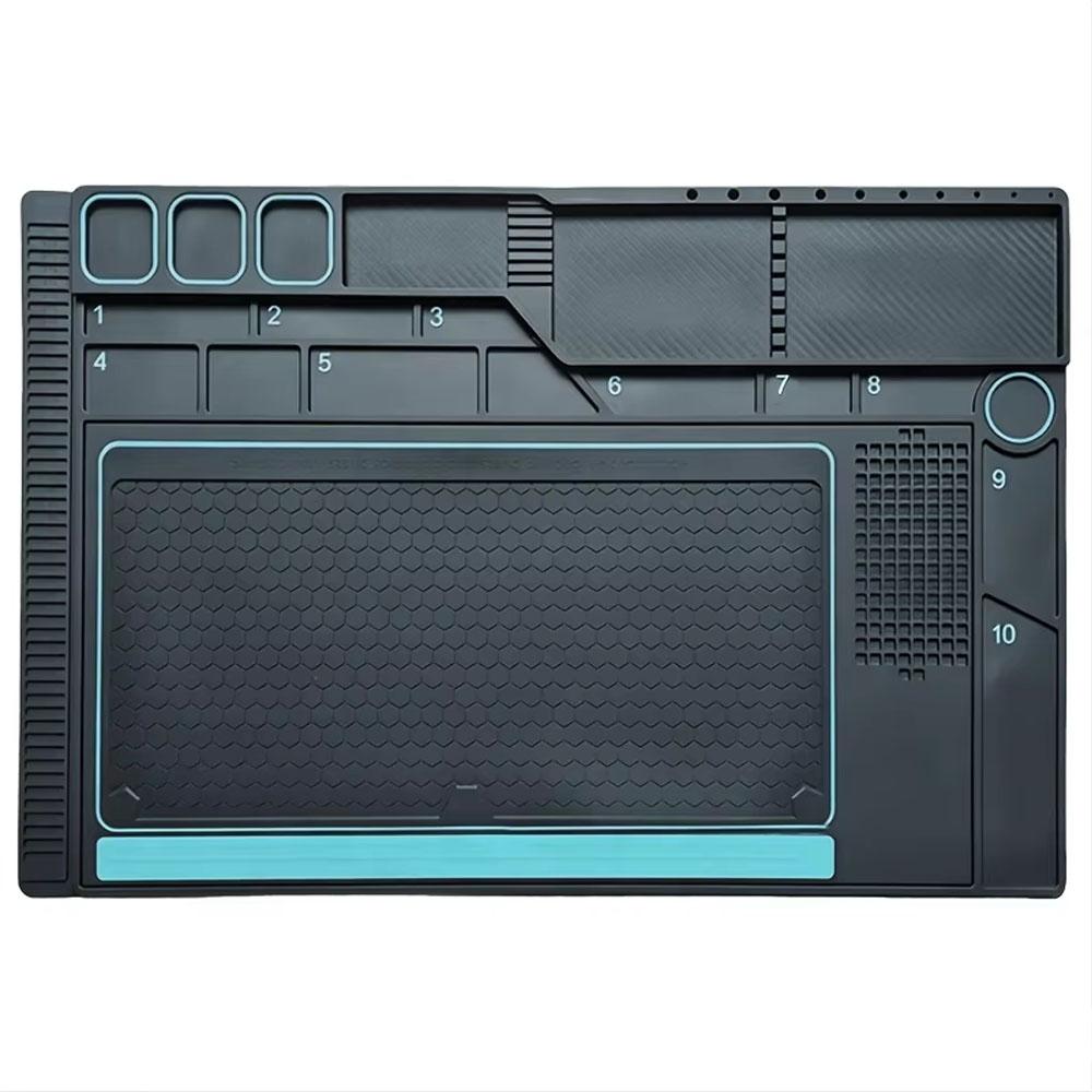 Multifunctional Silicone Repair Mat with Screw Fixing & Tool Storage Groove Welding Pad for Phone Laptop PC Motherboard Repair