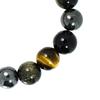 Shinjuku Gin no Kura 10mm Wide Hematite, Obsidian, Tiger's Eye, and Onyx Bracelet, 18cm-19cm (18cm) (Men's Medium)