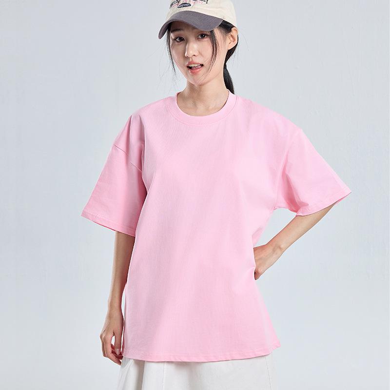 450g Heavyweight Short Sleeve Men's Summer Pure Cotton Tee with Small Collar