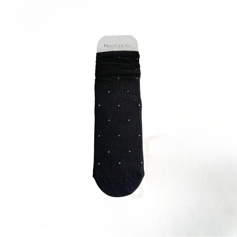 

Кружевные носки с бахромой для женщин весна и лето, тонкие носки до середины икры в горошек, носки-гольфы в горошек в стиле колледжа, бесшовные 1 pair чёрный