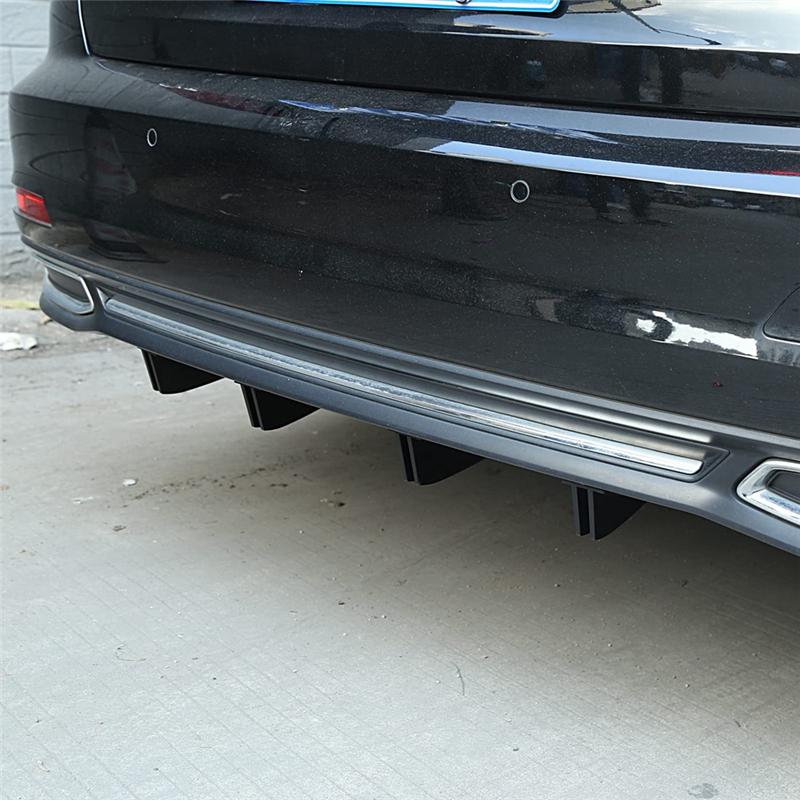 Universal Rear Bumper Lip Diffuser Shark F Bumper Shark F Cover Trim Spoiler -Black 4PCS