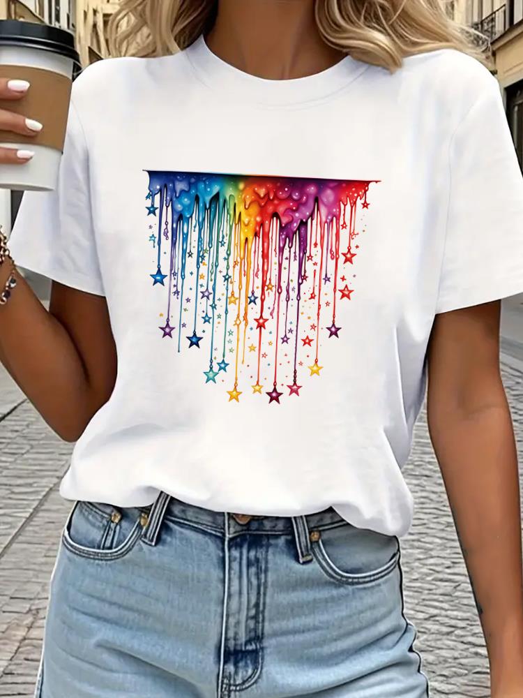 (Asian Size) Tee Top sweet letter style trend Print Women Woman Fashion Clothing Short Sleeve T Shirt  Female Graphic T-shirts
