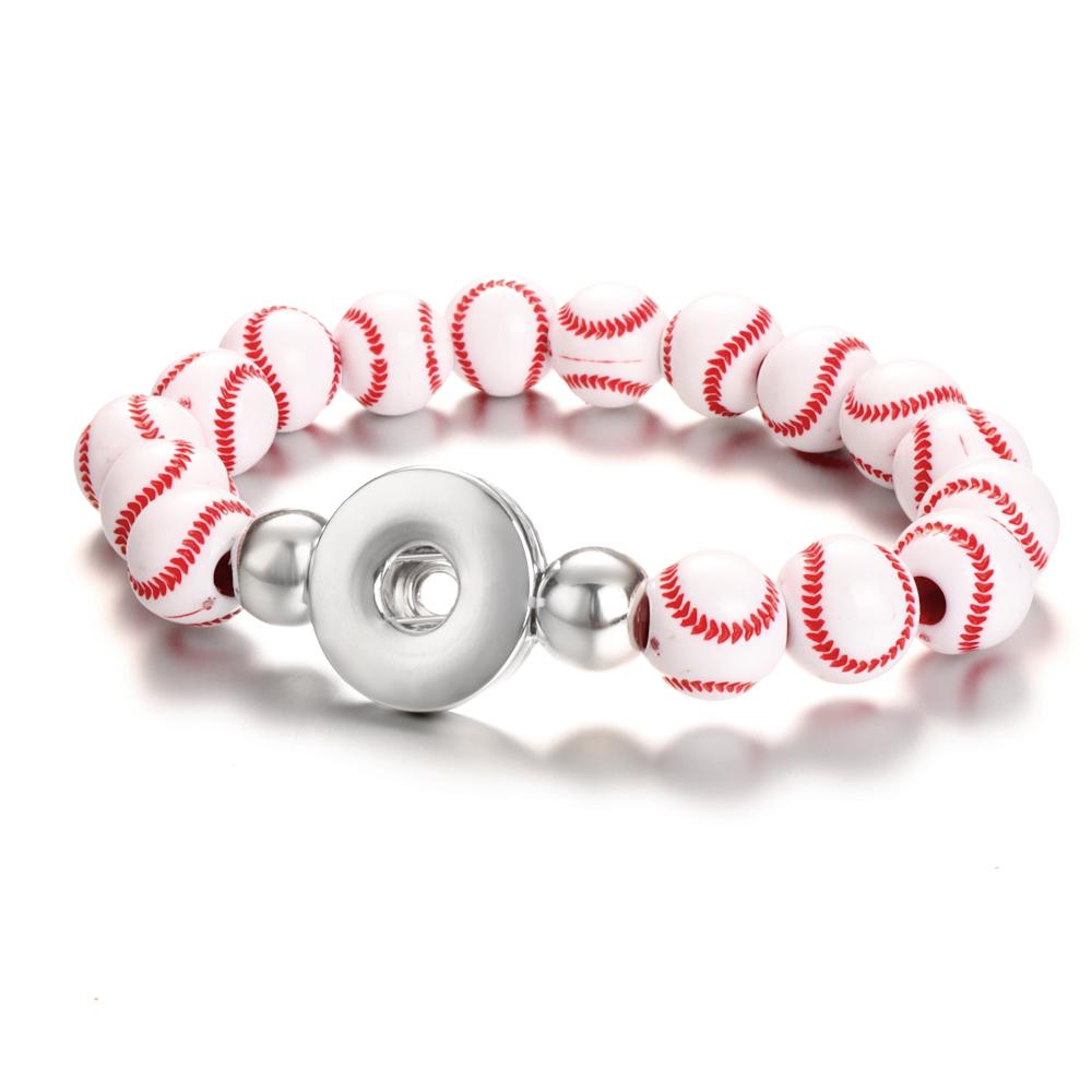 USA Football Baseball Basketball Tennis Strandarmband 18mm Druckknopf Acryl Armreif Mode Charme Schmuck Für Frauen Männer Geschenk