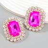 Spring 2024 New Metal Glass Rhinestone Heart Stud Earrings Engagement Party Luxury Jewelry Women's Elegant Shiny Accessories