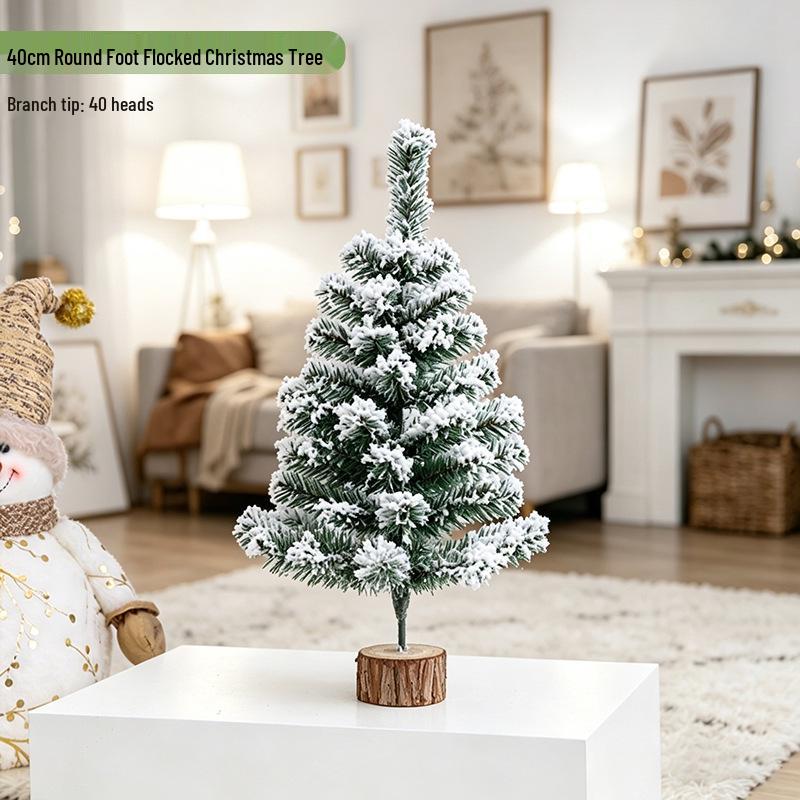 Cross-Border Christmas Iron Base Flocked Tree Decoration Scene Ornament