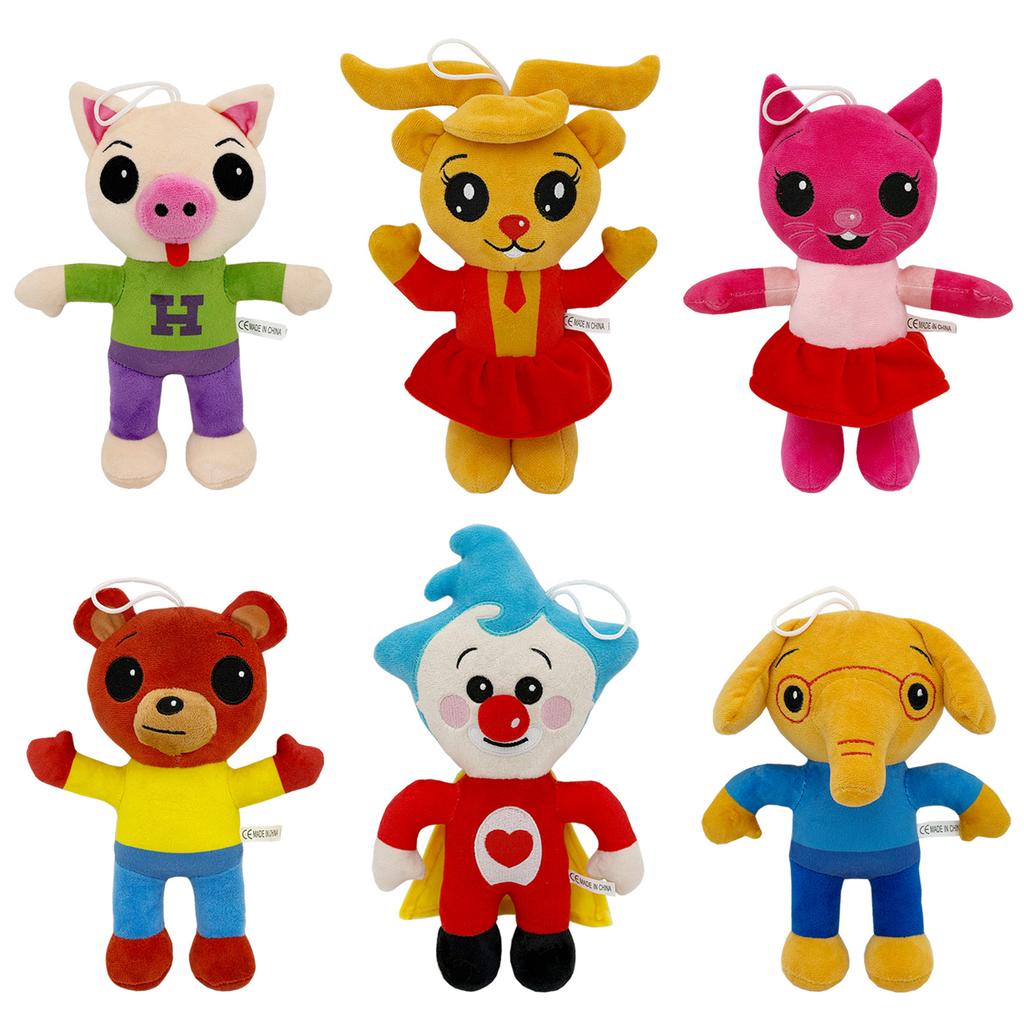 Classic Cartoon Anime Plim Plim Magician Joker Elephant Bear Pig Plush Toys Cute Growing Together Toys For Boy Girls