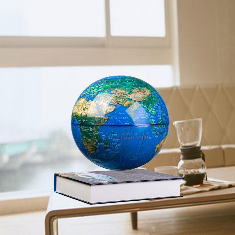 HD 8-Inch Magnetic Levitation Globe Ornament - Gold