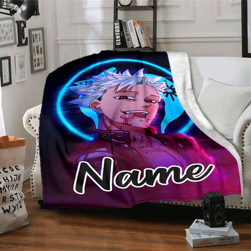 Customizable Seven Deadly Sins3 Throw Blanket – Personalized Name, All-Season Cozy Snug Blanket, Machine Washable, Personalized Blanket