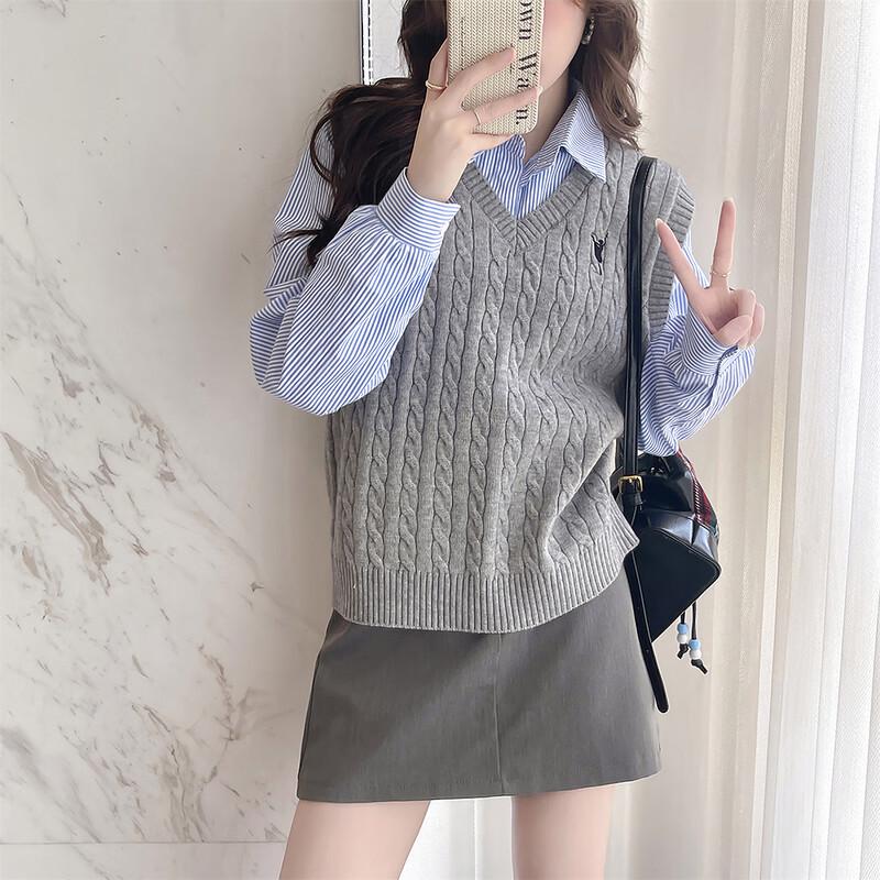 TonLion Women's Embroidered Cable Knit V-Neck Vest