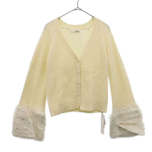 unused Lily Brown Long sleeve fur sleeves knit cardigan F white Women Used