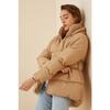 Women's Black Hooded Oversize Puffer Coat Rv00001
