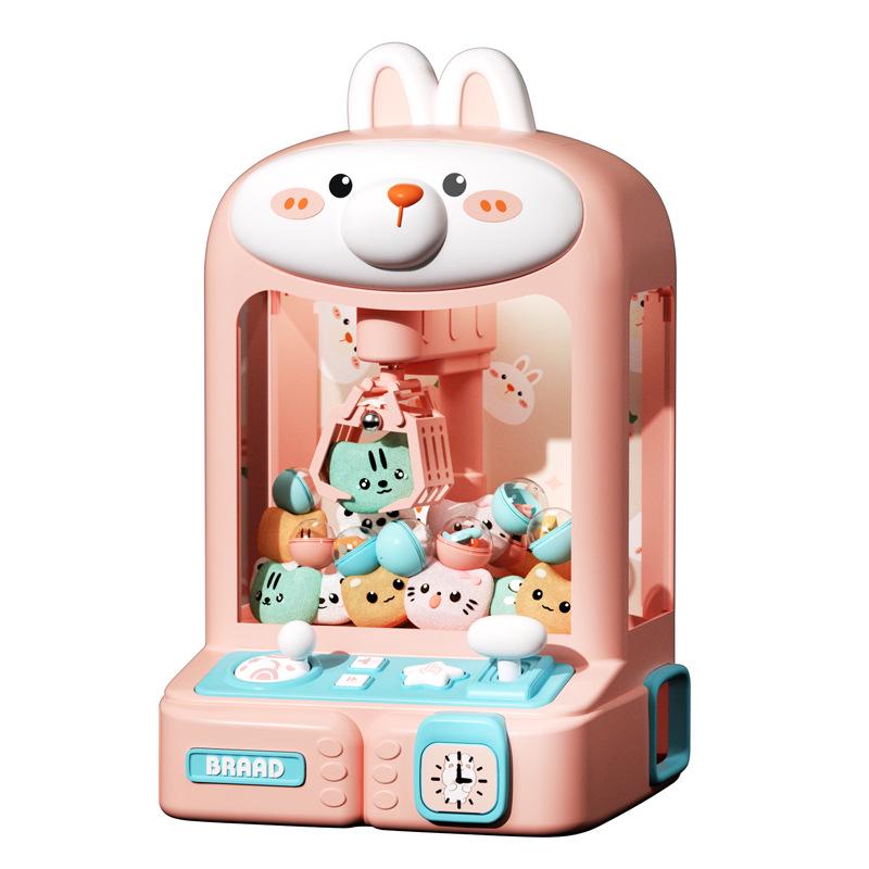 Mini Claw Machine Toy with Lights and Sound - Cute Rabbit & Bear Design, Educational Birthday Gift
