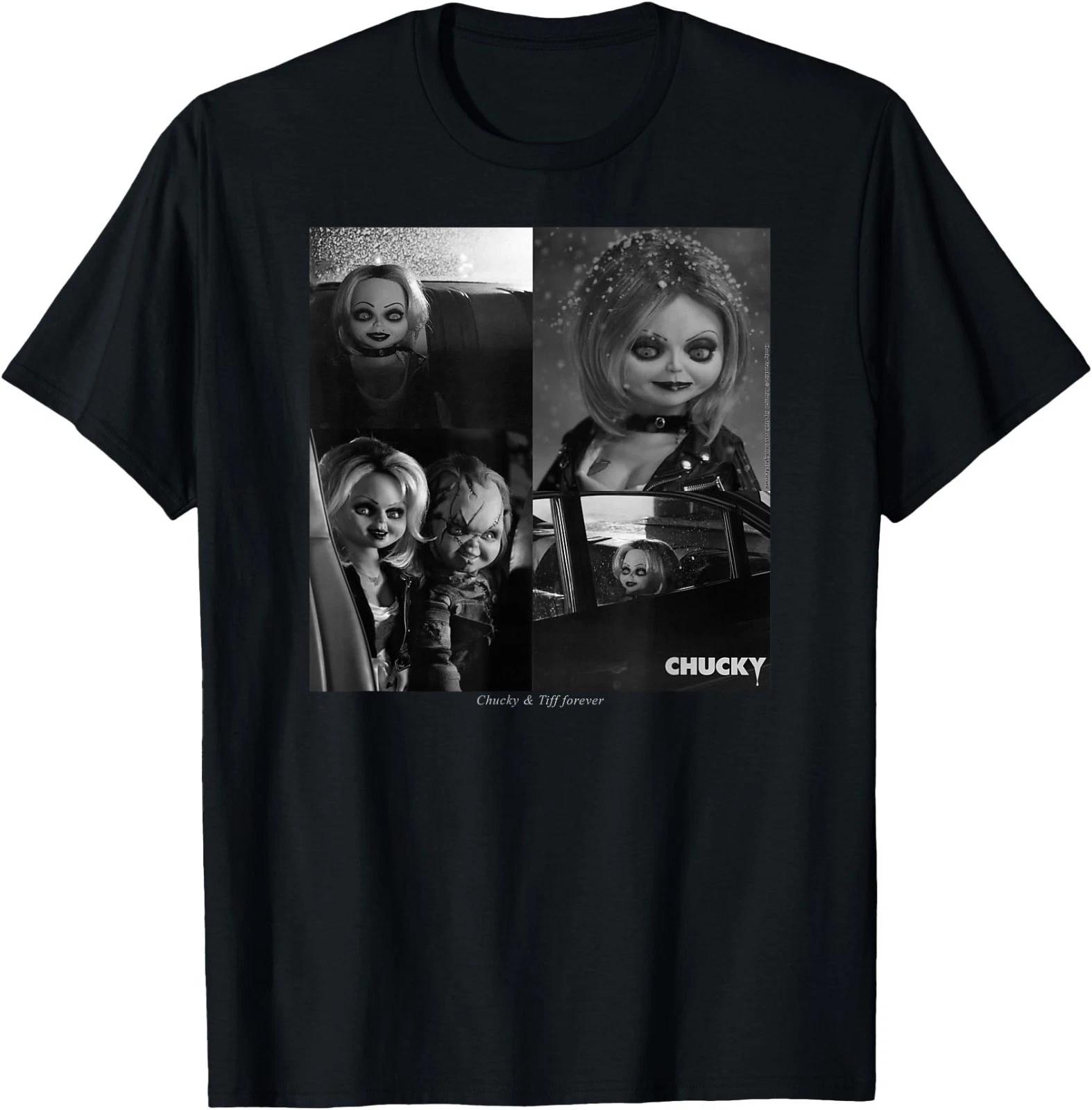 Chucky and Tiffany Black and White Horror Couple Style T-Shirt 130