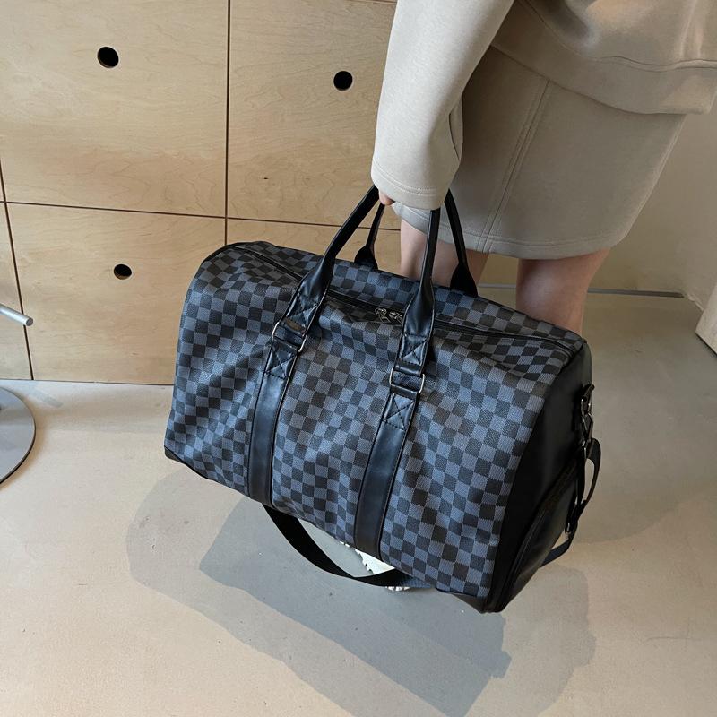 Stylish and atmospheric business trip, large-capacity checkered luggage, to go out to play, with shoe compartment, travel bag can be set with tie rod
