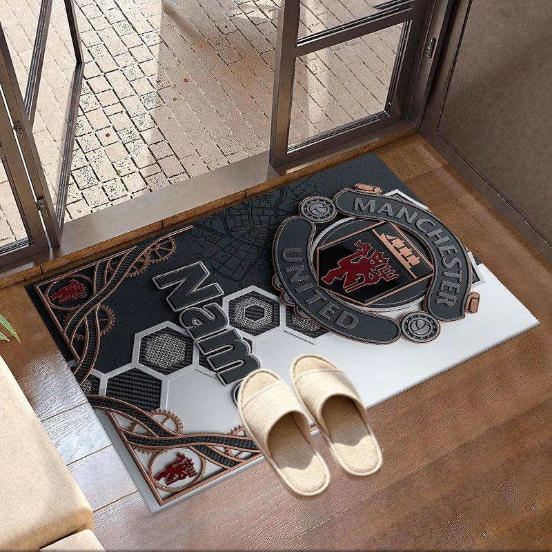 Custom Name Personalized Manchester United Print Carpet, Versatile Home Decor Rug, for Playroom, Apartment, Balcony, Entryway, Hallway Gift