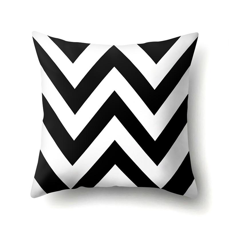 Polyester Pillowcase Black and White Printed Pillowcase Waist Cushion Cover Geometric Cushion Head Cushion Cover