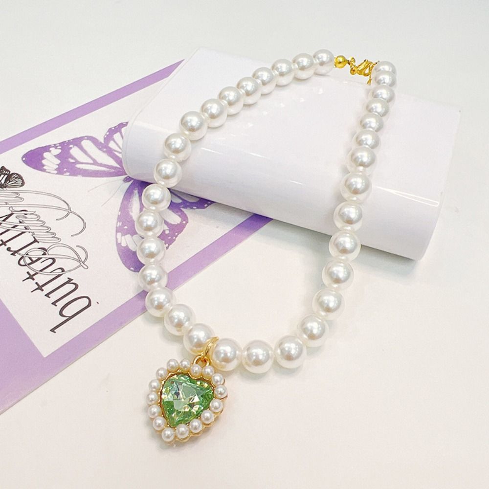 Decorative Pet Pearl Necklace Artificial Pearls/Metal Cat Heart  Necklace  for Puppy Cats