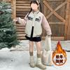 Girls Fleece Lined Thick Baseball Jacket Autumn Winter Oversized Cardigan Sweater