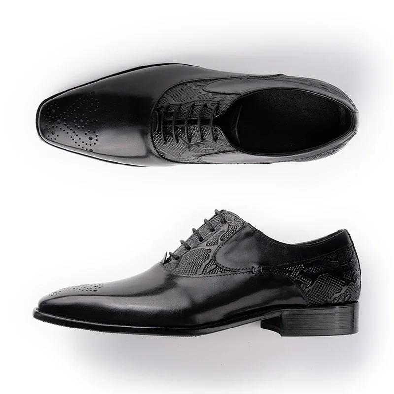Fashion Handmade Business Wedding Formal Shoes Cowhide Pointed Lace-up Men's Shoes Comfortable Office Oxford Shoes Fashion Leather Shoe
