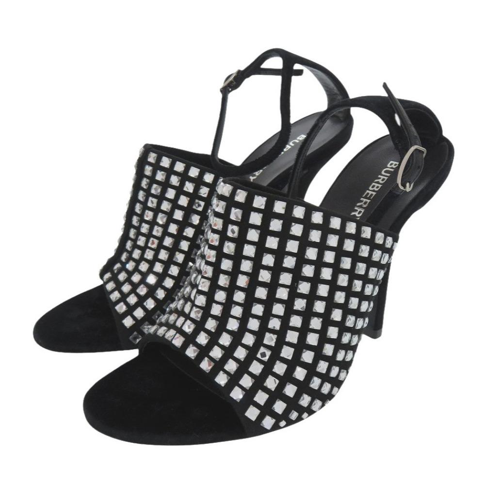 Used AUTHENTIC BURBERRY pumps Black crystal velvet size37