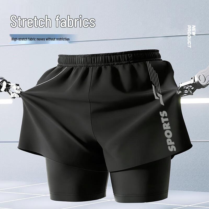 Men's Double-Layer Summer Sports Swim Trunks