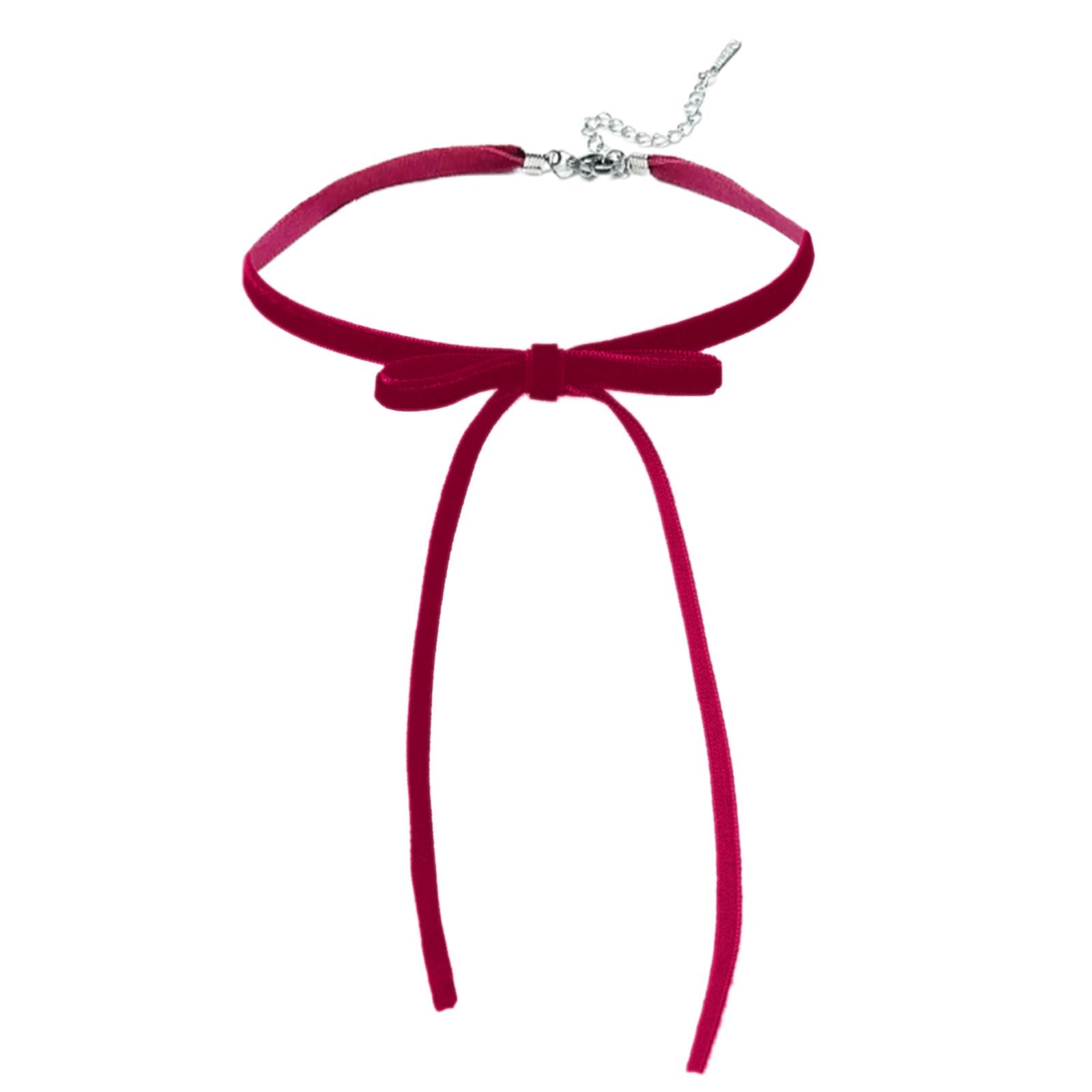 

Винтажное колье-чокер с бантом, изысканное черное ожерелье с бантом, регулируемый ретро-модный аксессуар для шеи красный