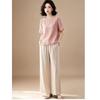 EST+II Women's Round Neck Short Sleeve Top & Wide-Leg Pants Set