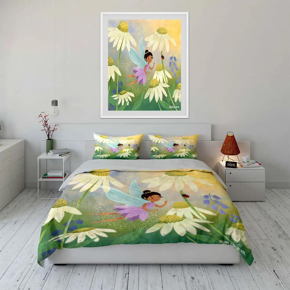 "Fairy Garden Kids Room Decor" Multiple Sizes Kid's and Adults' Bedroom Exquisite 3PC Bedding Set Gift