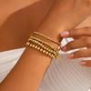 Elegant Gold Beaded Stainless Steel Bracelet for Women - High-End Minimalist Design