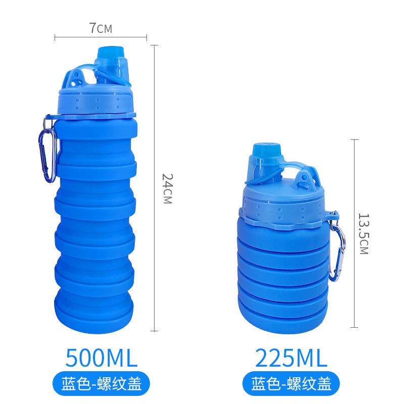 500ML Lightweight Retractable Silicone Bottle Folding Water Bottle Outdoor Use Travel Drinking Cup With Carabiner Collapsible Cup