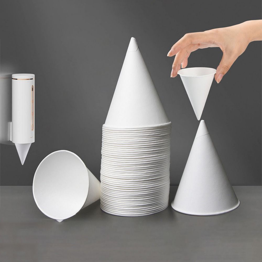 200pcs Leakproof White Paper Cone Cups 3.7/4.5 OZ Shaved Ice Cups Practical Cone Paper Cups  Parties