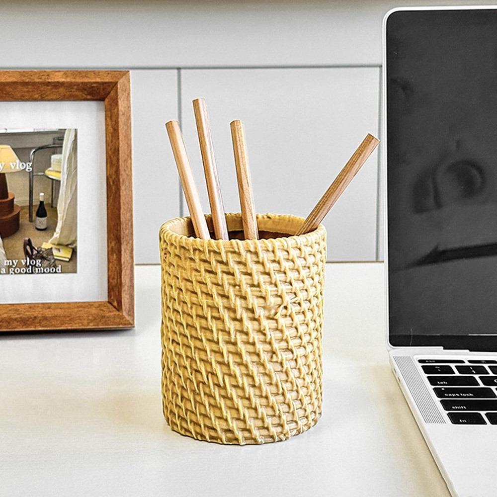 Home Office Rattan Pen Holder Simple Tableware Holder INS Style Vine Pen Holder  Desk Accessories