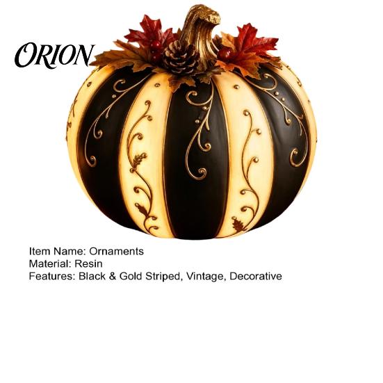 Atmospheric Autumn Harvest Props Fall Pumpkin Decor, Resin Figurine, Vintage Decorative Maple Leaf Pine Cone Ornaments Table Centerpiece for Halloween