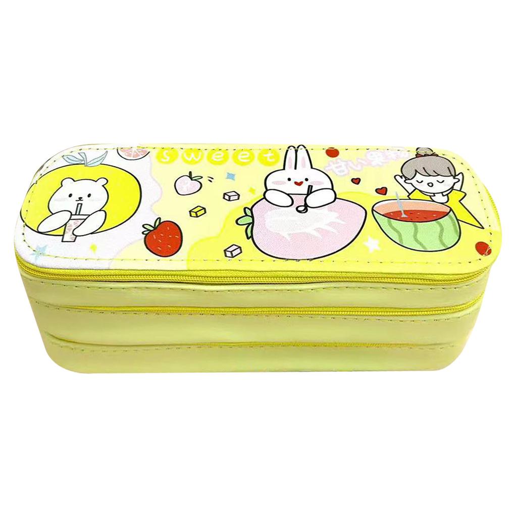 Large Pencil Case Multipurpose Cute Stylish 3 Layers Large Capacity Pencil Pouch with Class Schedule