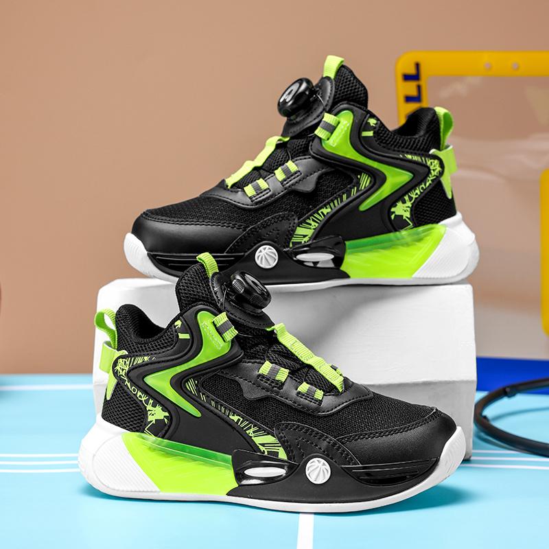 New Leather Kids Sports Shoes Mesh Breathable Basketball Shoes for Boys Lightweight Casual Children Running Sneakers Outdoor