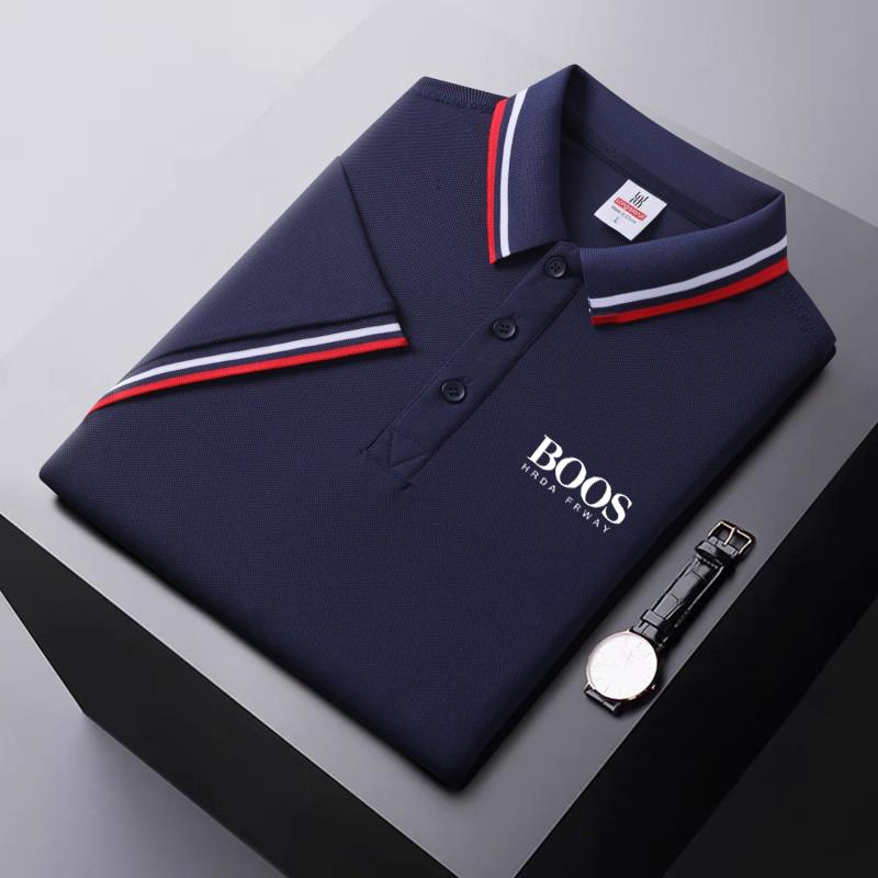 Summer New Ice Ion Fiber Embroidered Polo Shirt with Polo Collar for Moisture Wicking and Sweatwicking