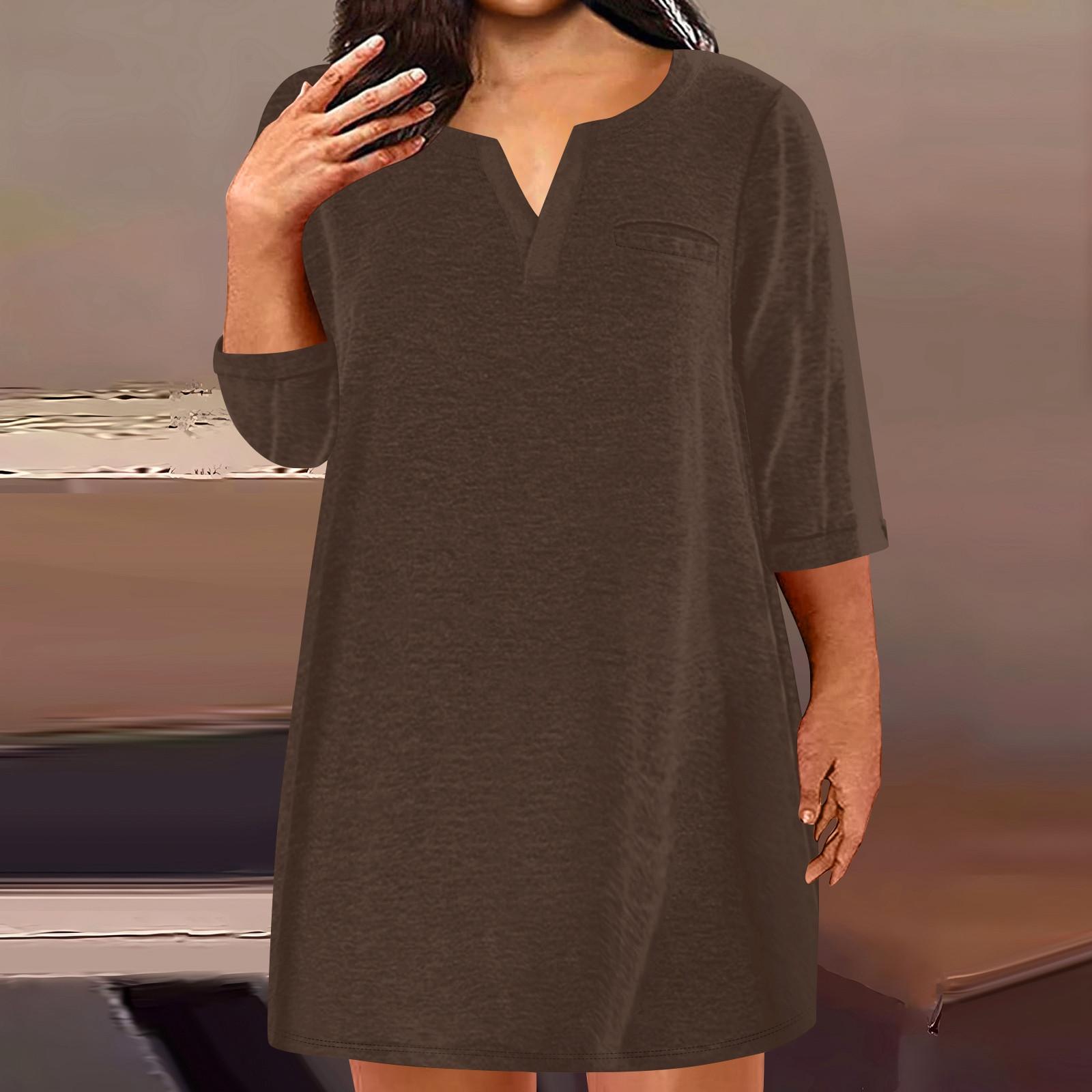 Женская мода большого размера с v-образным вырезом и семью рукавами — фото 12