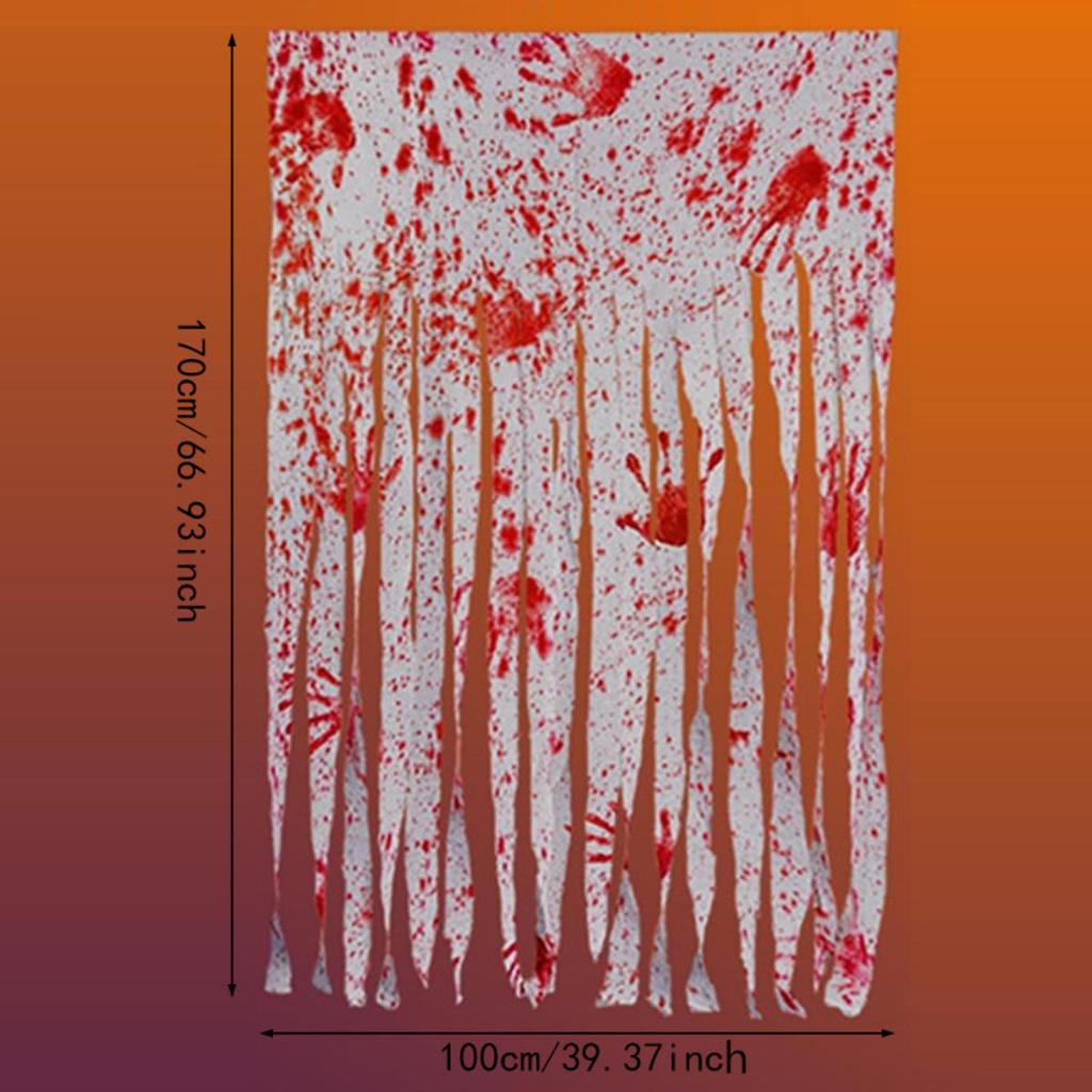 Halloween Decorative Door Curtain Blood Handprint Curtain Party Haunted House Door Pendant Horror Atmosphere Arrangement Props