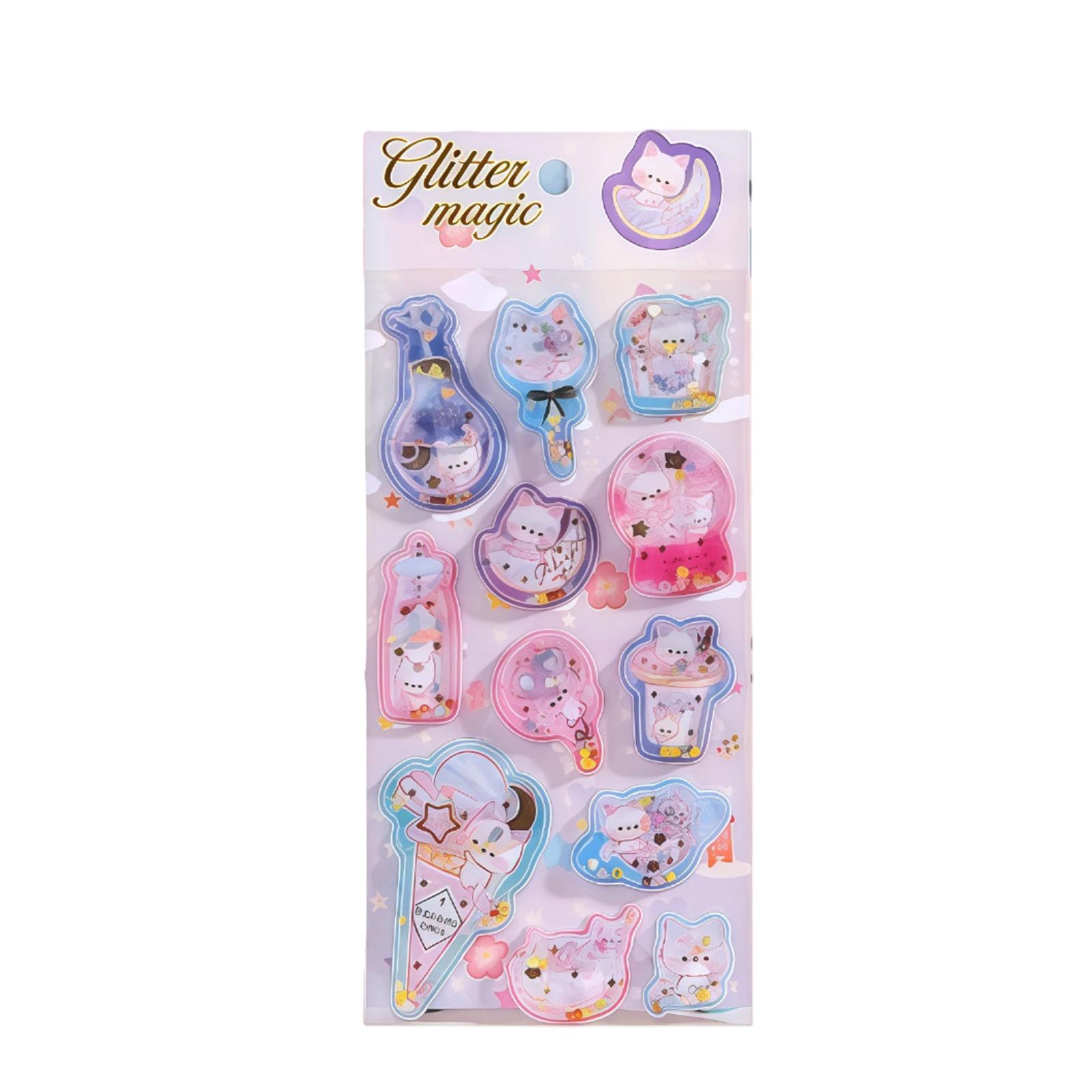 3D Cartoon Wobbly Stickers: Cute PVC Shapes, Soft Colors for Journal Decoration