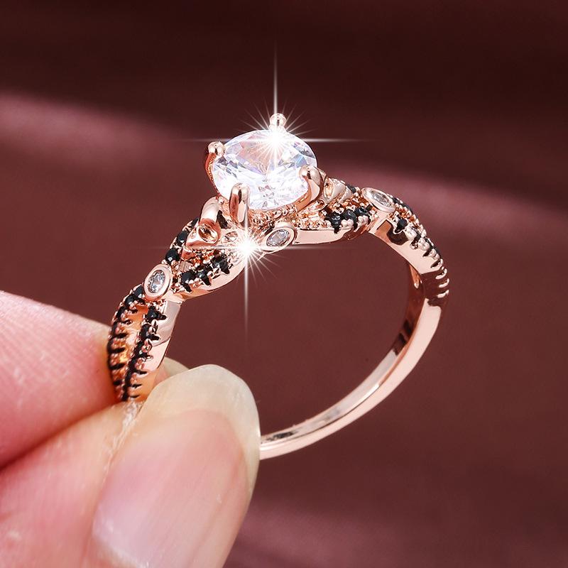Multikleurige Zirconium Vierklauw Schedelring voor Dames - Donkere Stijl
