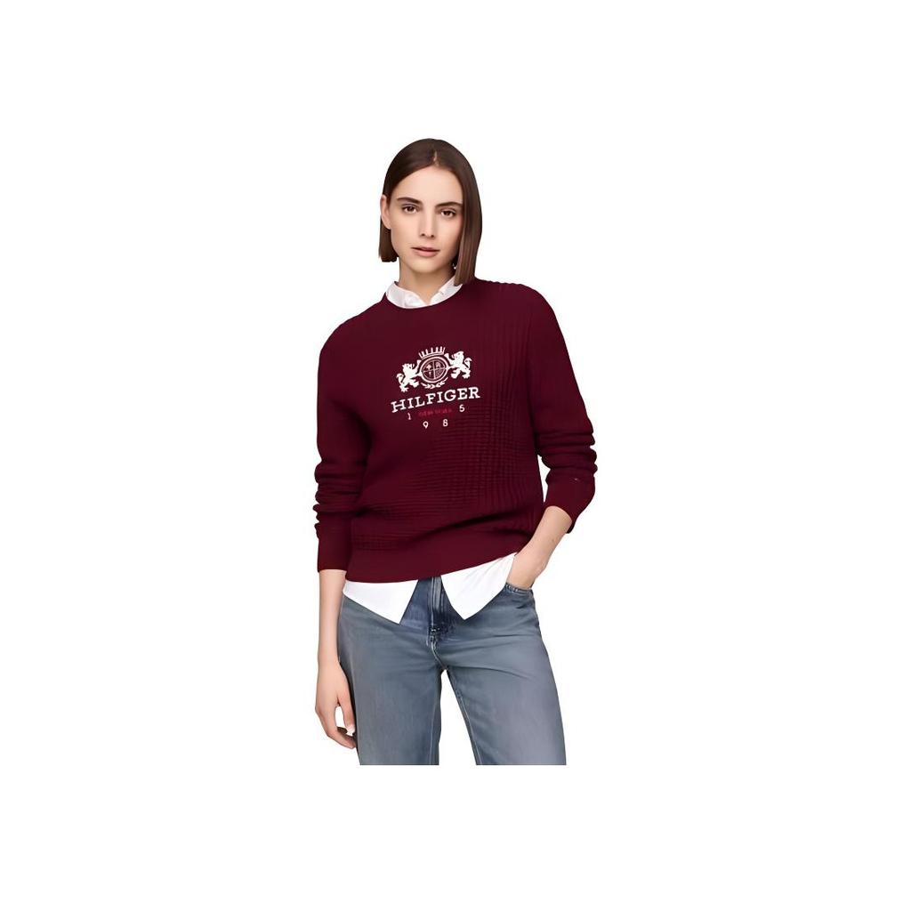 Tommy Hilfiger Simple Pullover Round Neck Casual Long Sleeve Knit Sweater Women sweater WW0WW43135-VLP