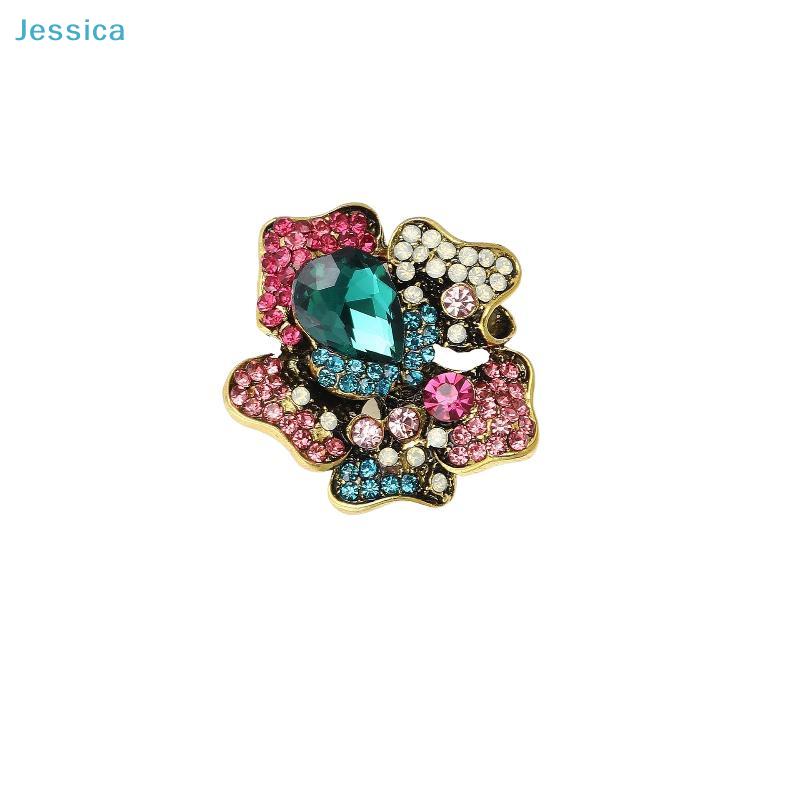 Korea Style Alloy Rhinestone Flower Brooch-Vintage Statement Pin For Women Clothing Coat Party Accessries Gifts